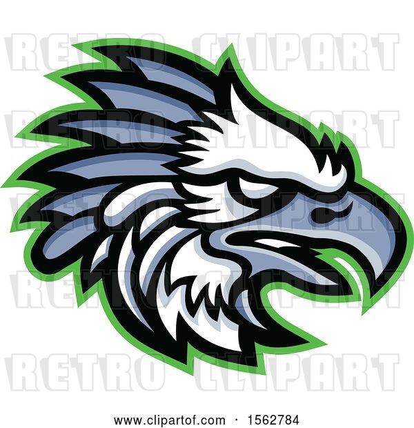 Vector Clip Art of Retro Profiled American Harpy Eagle Mascot Head