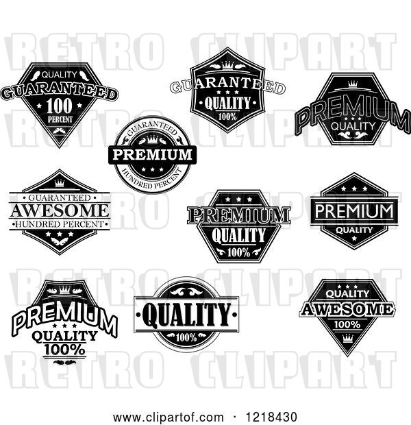 Vector Clip Art of Retro Quality Labels with Sample Text