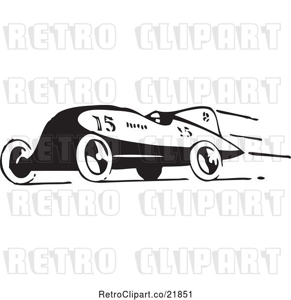 Vector Clip Art of Retro Race Car Speeding to the Left