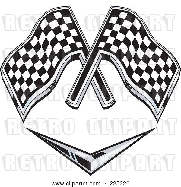 Vector Clip Art of Retro Racing Flags over a Chevron Symbol