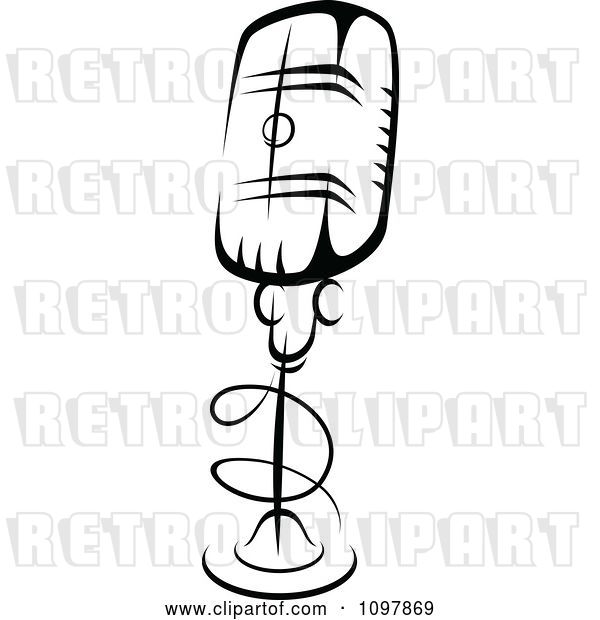Vector Clip Art of Retro Radio Desk Microphone 4