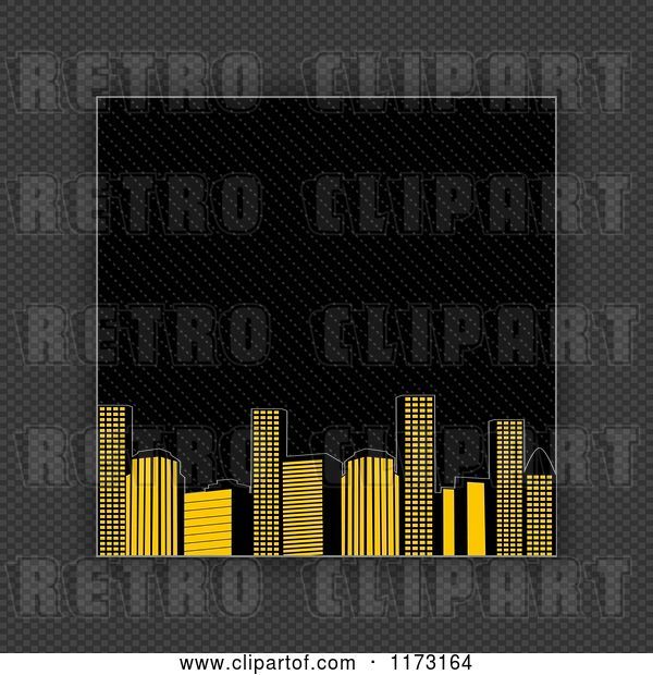 Vector Clip Art of Retro Raised City Bordered with Carbon Fiber