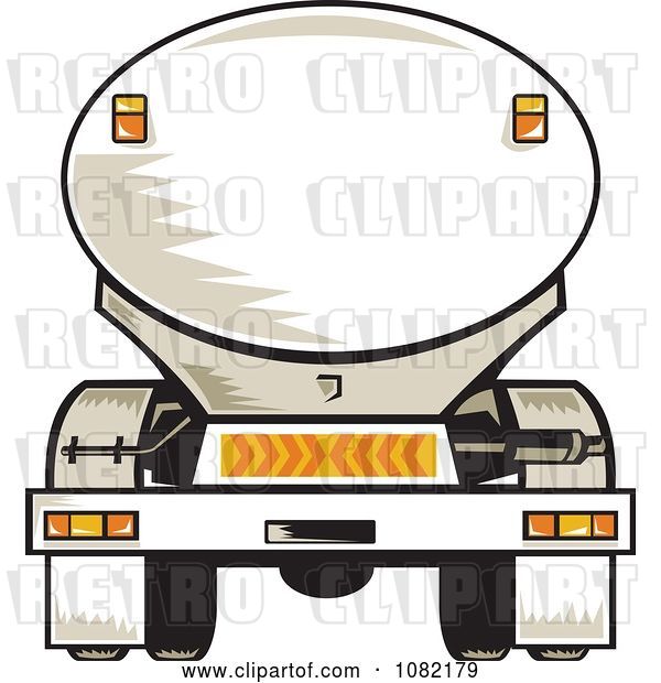 Vector Clip Art of Retro Rear Vview of a Tanker Big Rig Truck