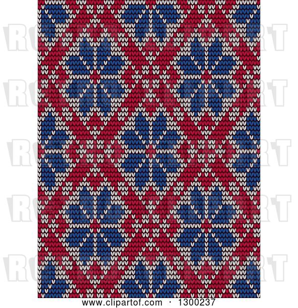 Vector Clip Art of Retro Red and Blue Seamless Scandinavian Embroidery Floral Pattern