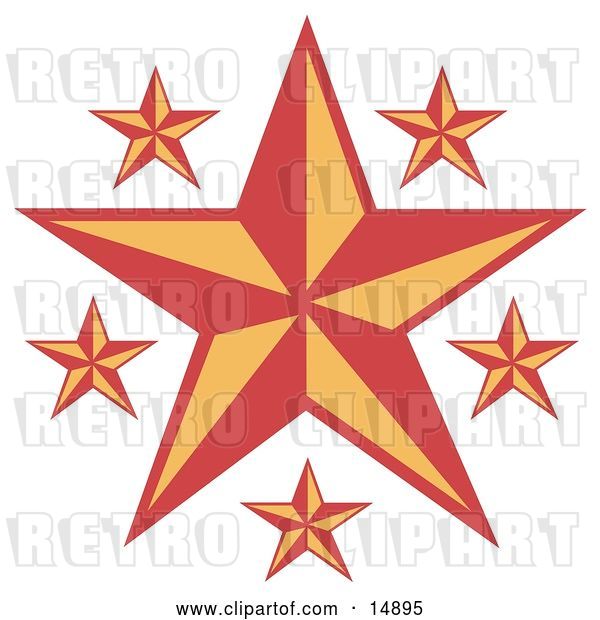 Vector Clip Art of Retro Red and Orange Stars over a White Background
