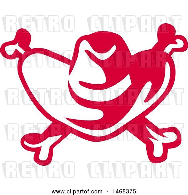 Vector Clip Art of Retro Red and White Cowboy Hand and Cross Bones