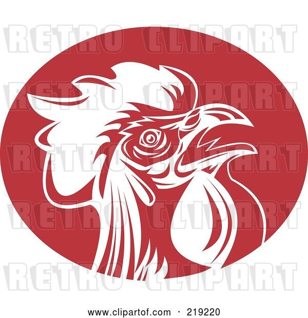 Vector Clip Art of Retro Red and White Rooster Logo
