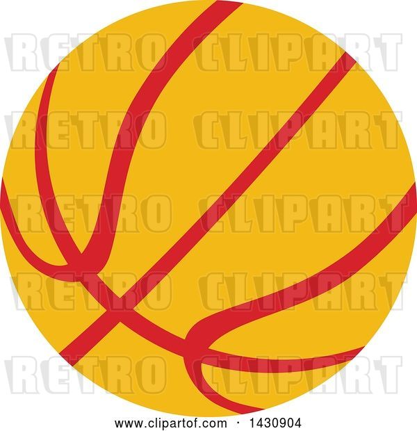 Vector Clip Art of Retro Red and Yellow Basketball