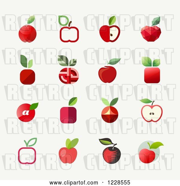 Vector Clip Art of Retro Red Apple Icons