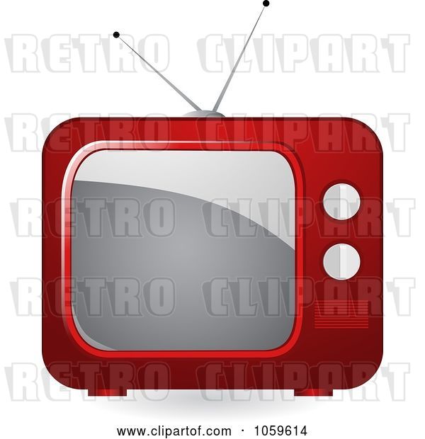 Vector Clip Art of Retro Red Box Television