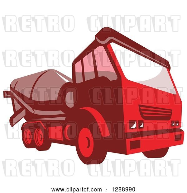 Vector Clip Art of Retro Red Cement Mixer Truck