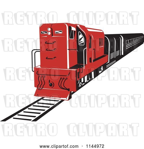 Vector Clip Art of Retro Red Diesel Train