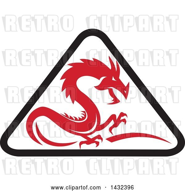 Vector Clip Art of Retro Red Dragon in a Triangle