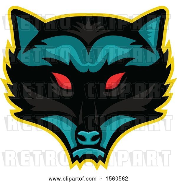 Vector Clip Art of Retro Red Eyed Demonic Raccoon Mascot
