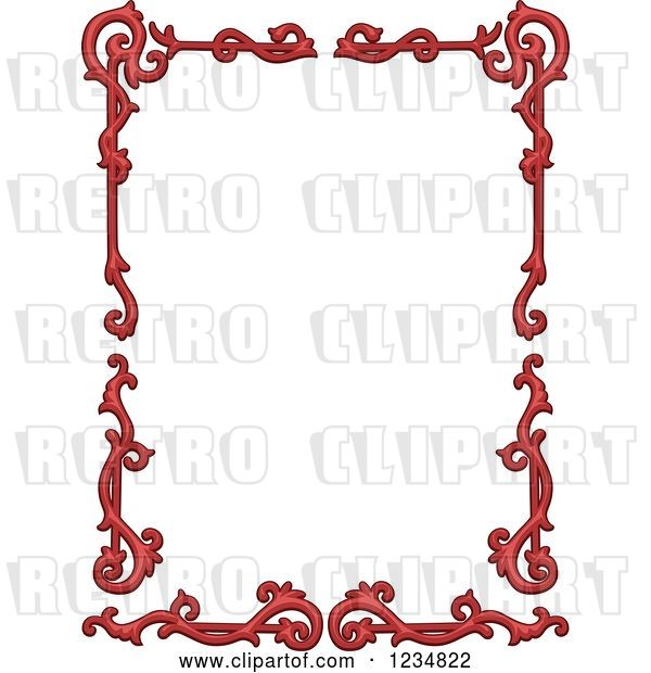 Vector Clip Art of Retro Red Floral Frame