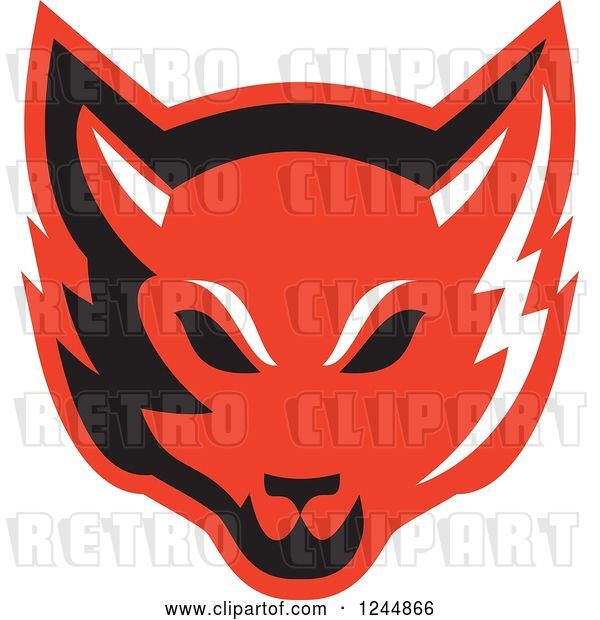 Vector Clip Art of Retro Red Fox Face