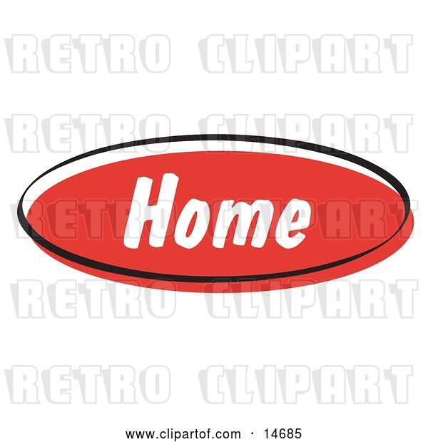 Vector Clip Art of Retro Red Home Internet Website Button Clipart Illustration