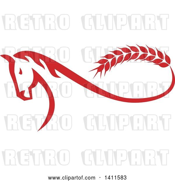 Vector Clip Art of Retro Red Horse with a Malt Wheat Tail, Forming a Mobius Strip