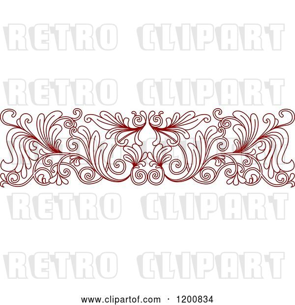 Vector Clip Art of Retro Red Ornate Floral Border