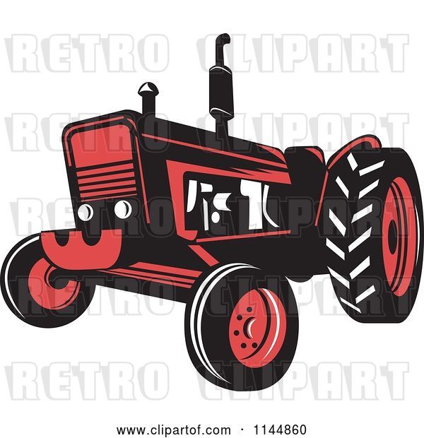 Vector Clip Art of Retro Red Tractor