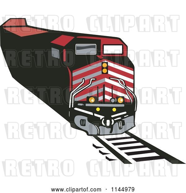 Vector Clip Art of Retro Red Train 1