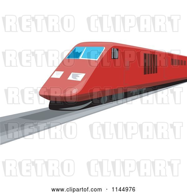 Vector Clip Art of Retro Red Train 2