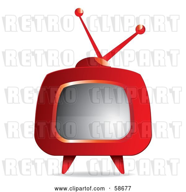 Vector Clip Art of Retro Red Tv with Legs