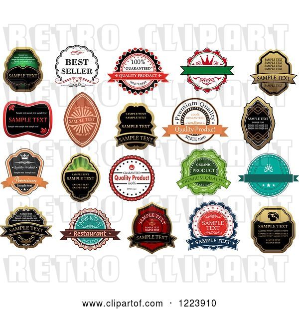 Vector Clip Art of Retro Retail Quality Labels with Sample Text 5
