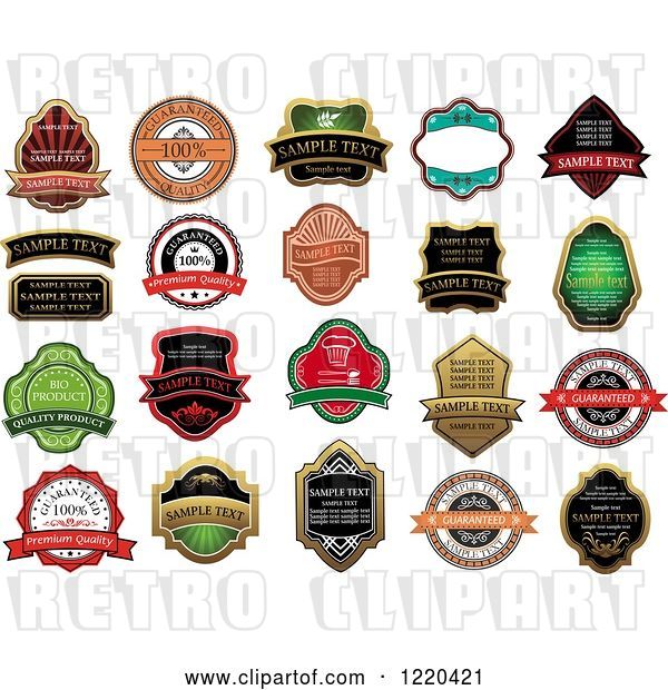 Vector Clip Art of Retro Retail Quality Labels with Sample Text 5