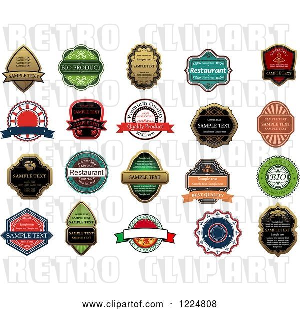 Vector Clip Art of Retro Retail Quality Labels with Sample Text 7