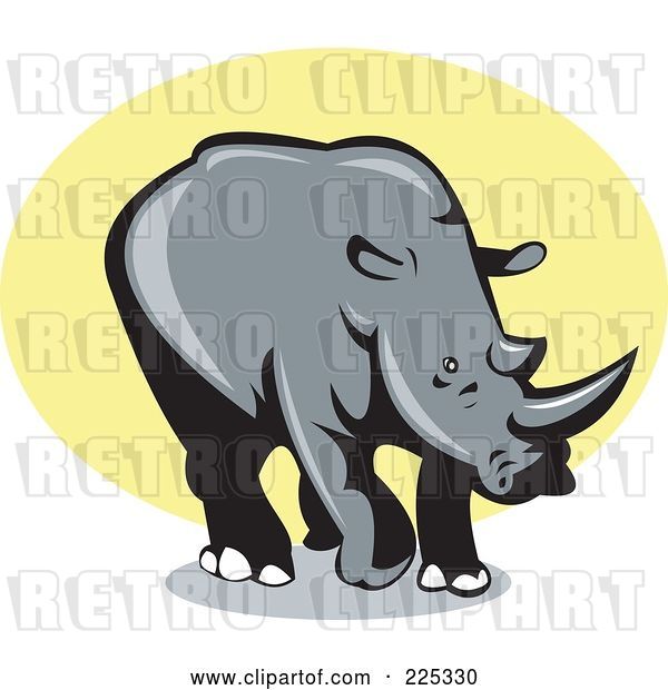 Vector Clip Art of Retro Rhino over Yellow Logo