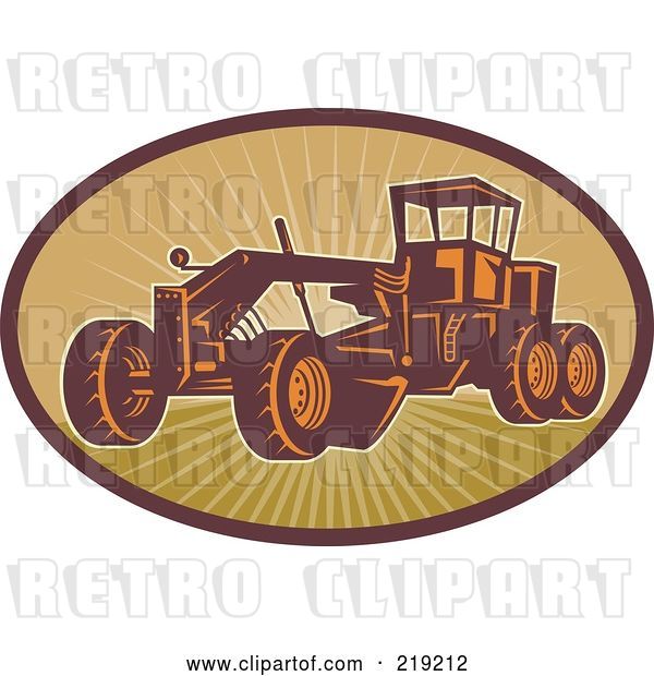 Vector Clip Art of Retro Road Grader Machine Logo