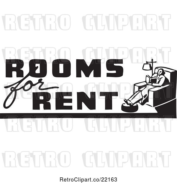 Vector Clip Art of Retro Rooms for Rent Sign