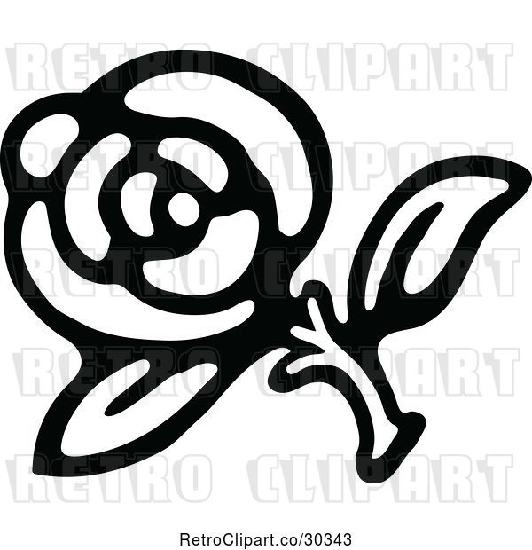 Vector Clip Art of Retro Rose 1