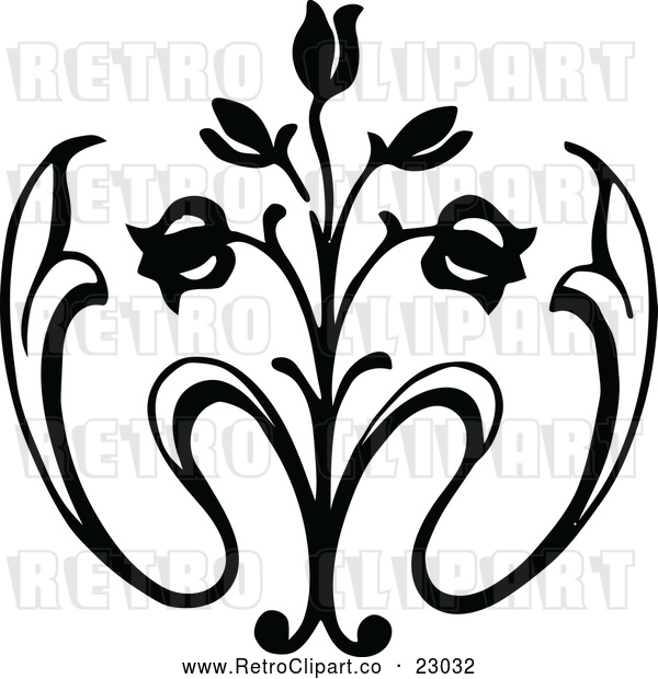 Vector Clip Art of Retro Rose Bud Design Element