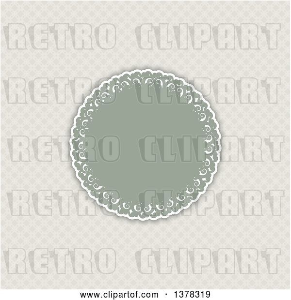 Vector Clip Art of Retro Round Frame with Text Space over a Lattice Pattern