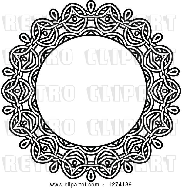 Vector Clip Art of Retro Round Lace Frame Design 10