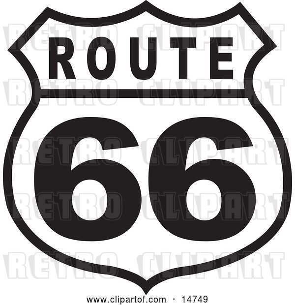 Vector Clip Art of Retro Route 66 Sign
