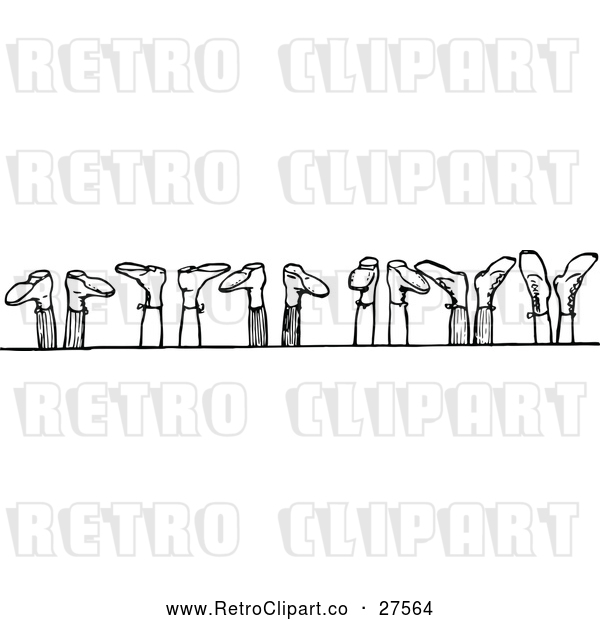 Vector Clip Art of Retro Row of Feet in the Air