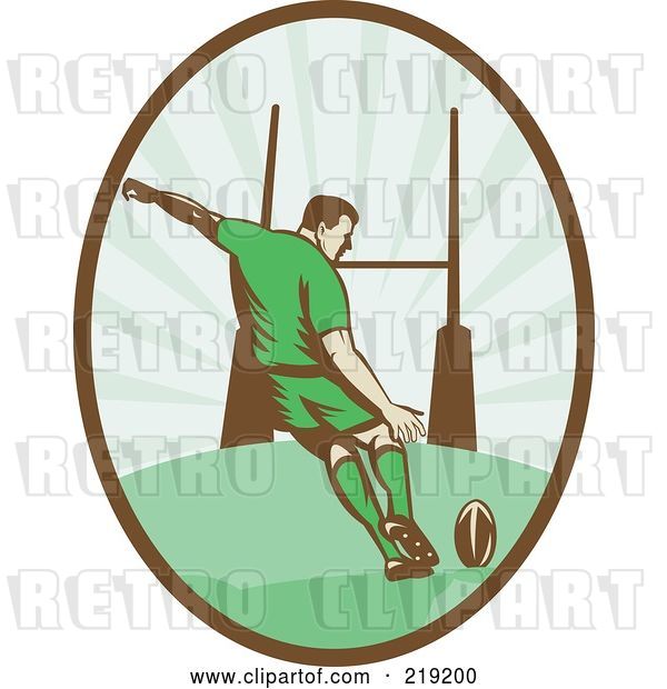 Vector Clip Art of Retro Rugby Football Player Logo - 1