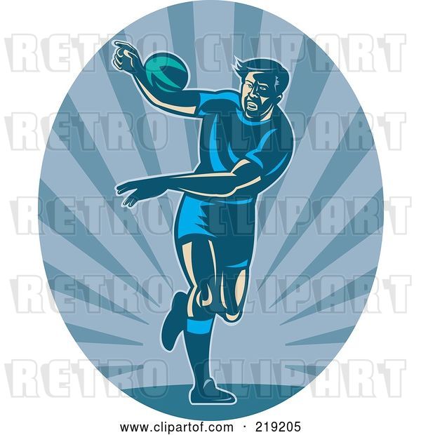 Vector Clip Art of Retro Rugby Football Player Logo - 3