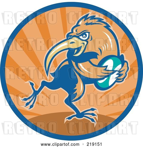 Vector Clip Art of Retro Rugby Kiwi Bird Logo - 2