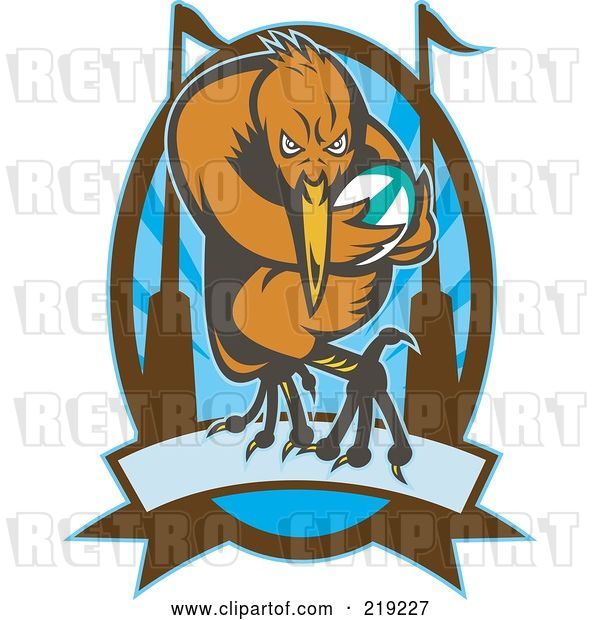Vector Clip Art of Retro Rugby Kiwi Bird Logo - 3