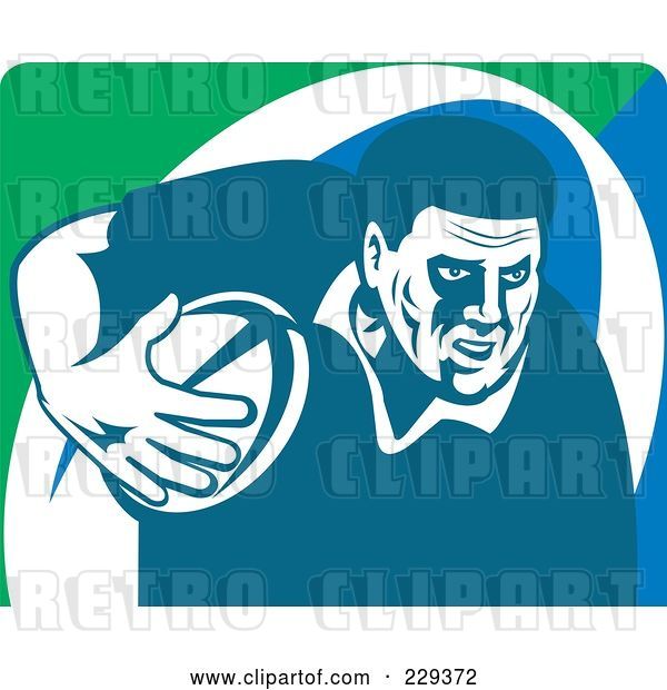 Vector Clip Art of Retro Rugby Player - 2