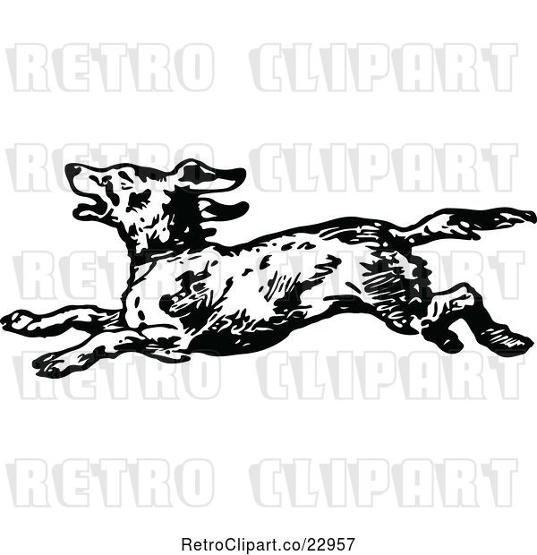 Vector Clip Art of Retro Running Dog