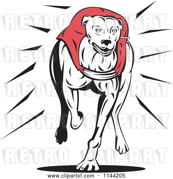 Vector Clip Art of Retro Running Greyhound Dog 1