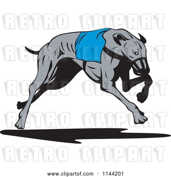 Vector Clip Art of Retro Running Greyhound Dog 3