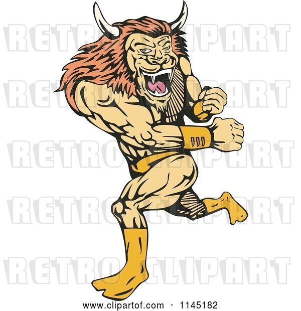 Vector Clip Art of Retro Running Lion Guy Villain
