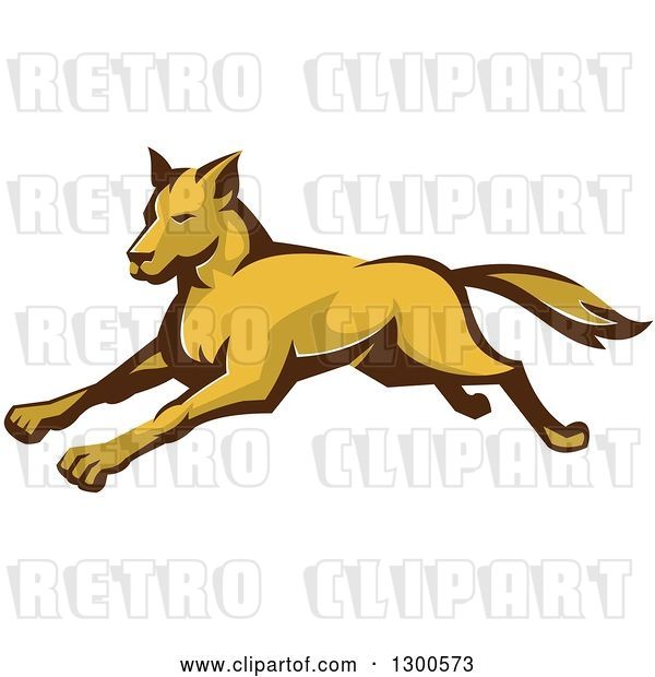 Vector Clip Art of Retro Running Wild Dog or Wolf