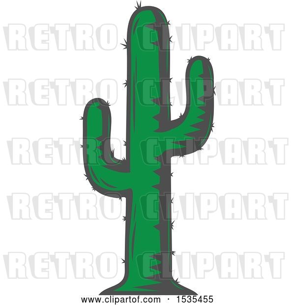 Vector Clip Art of Retro Saguaro Cactus, in Style